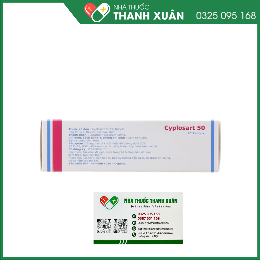 Cyplosart 50 điều trị tăng huyết áp